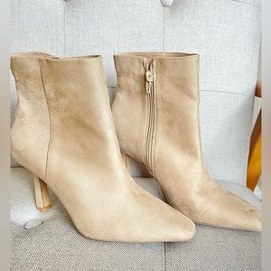 SOLD ** Express Faux Suede Booties, Nude, Size 8 (NWT).